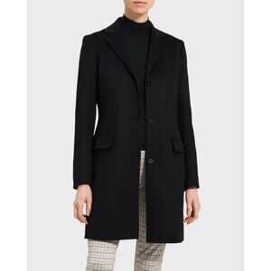 Theory Women’s Black Wool Blend Long Coat Tailored Fit Small